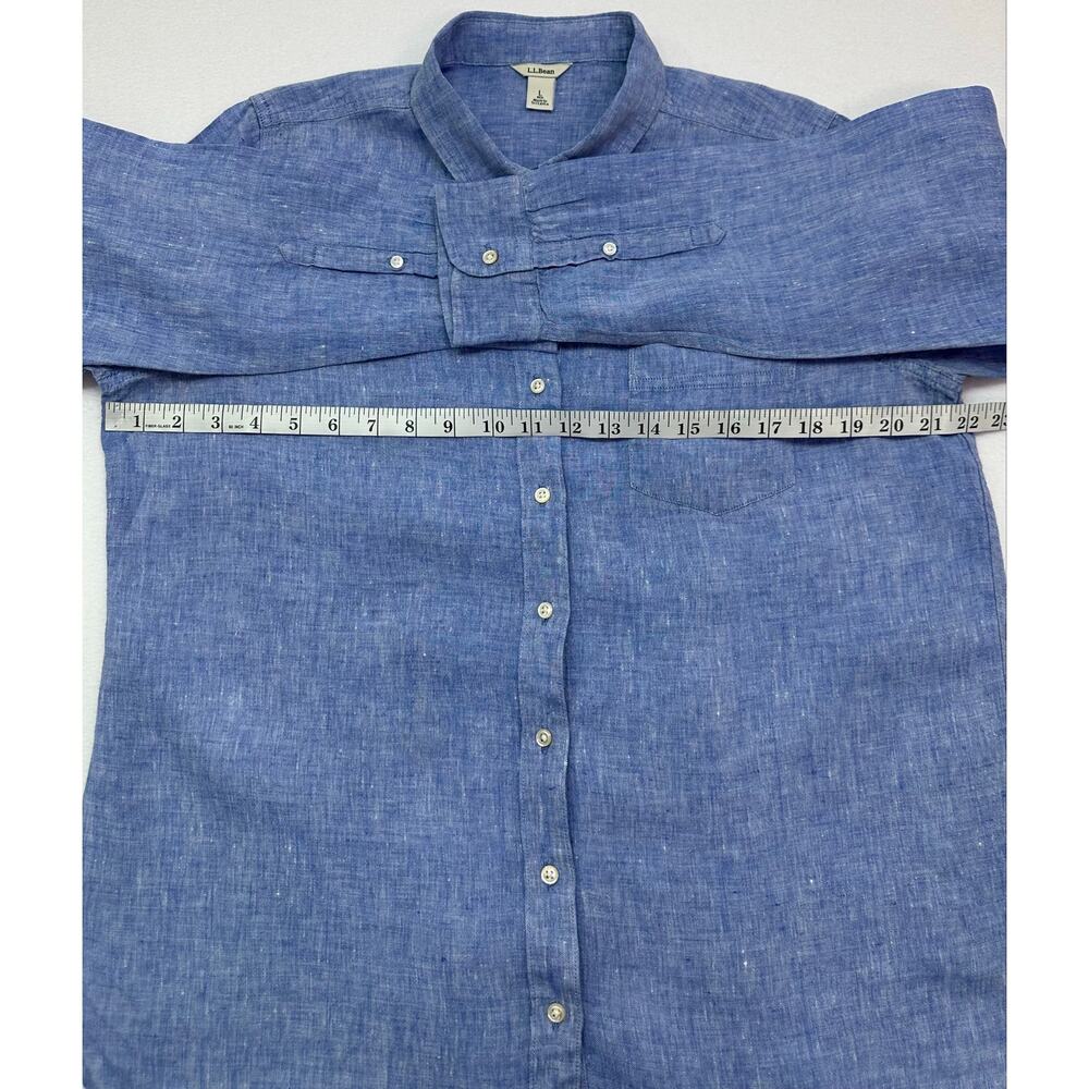 L.L.Bean Women’s Blue 100% Linen Button Down Shirt Size Large - Picture 7 of 8